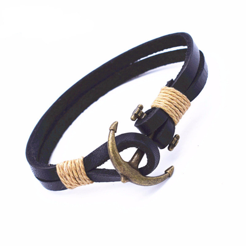 "DIvado" Old Style Leather Anchor Bracelet
