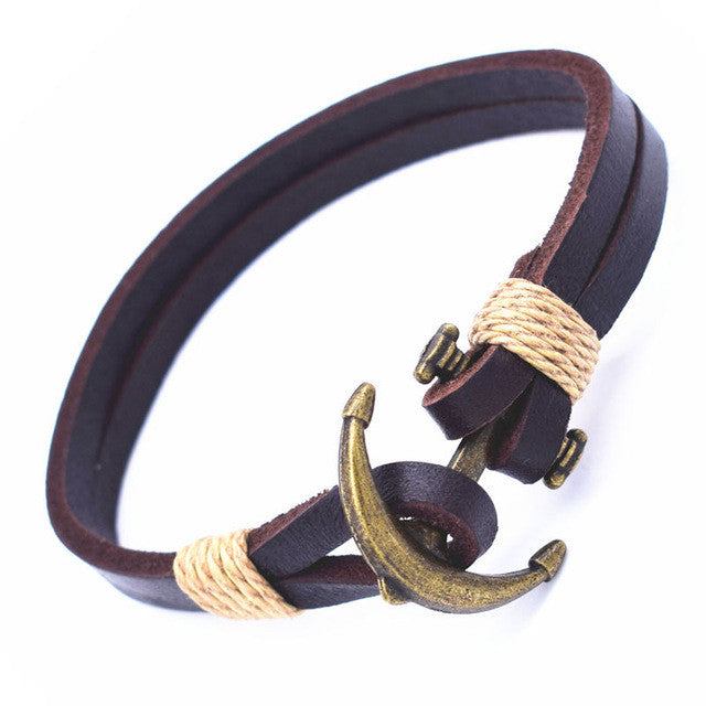 "DIvado" Old Style Leather Anchor Bracelet